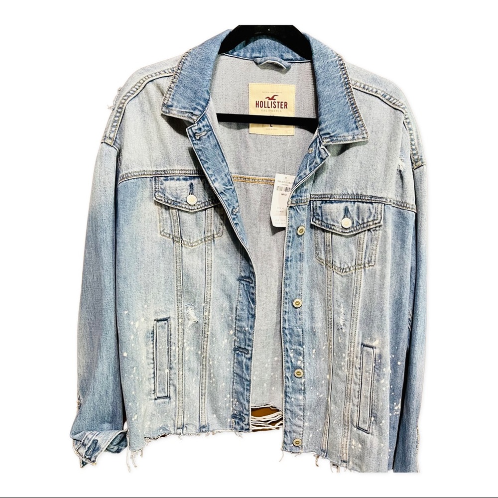 Hollister Distressed Denim Jacket – Size Large